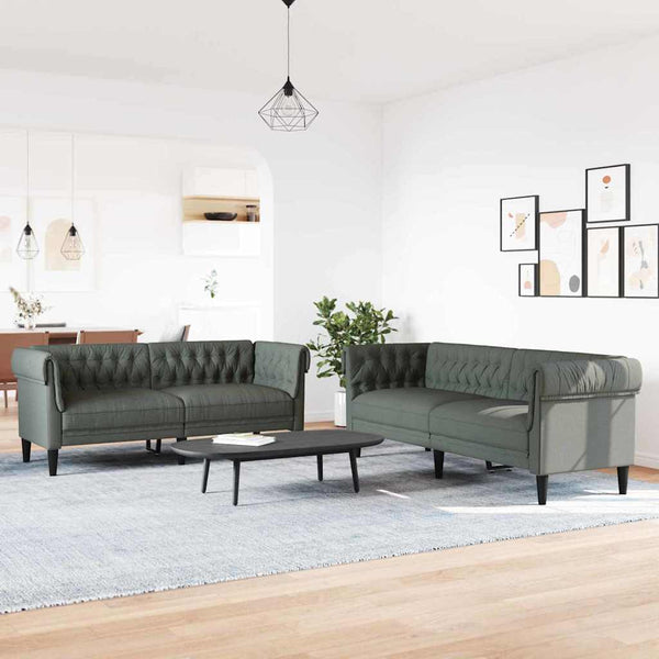 Olohuoneen sohva 2 kpl Tumma harmaa kangas