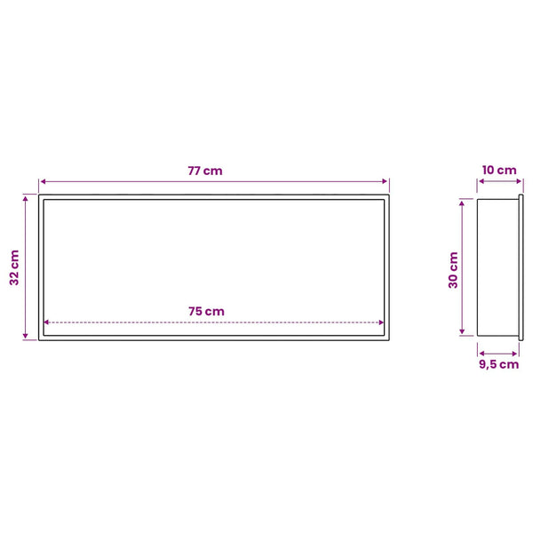 Suihkukuoppa Musta 75 x 30 x 9,5 cm Ruostumaton teräs