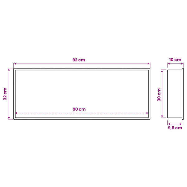 Suihkukuoppa valkoinen 90 x 30 x 9,5 cm Ruostumaton teräs