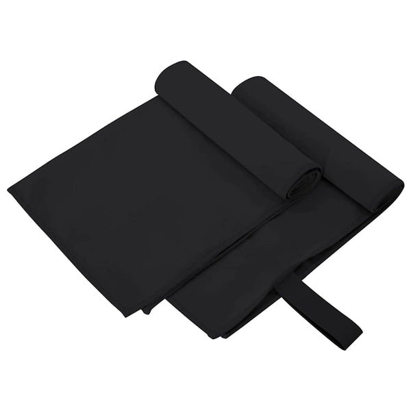 Urheilupyyhkeet 2 pcs Musta 50 x 30 cm Polyesteri ja polyamidi