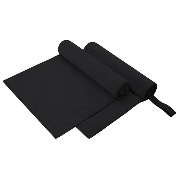 Urheilupyyhkeet 2 pcs Musta 100 x 50 cm Polyesteri ja polyamidi