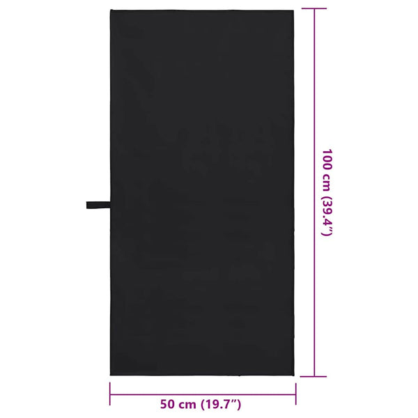 Urheilupyyhkeet 2 pcs Musta 100 x 50 cm Polyesteri ja polyamidi