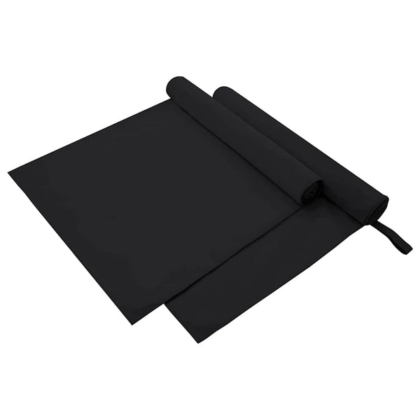 Urheilupyyhkeet 2 pcs Musta 180 x 90 cm Polyesteri ja polyamidi