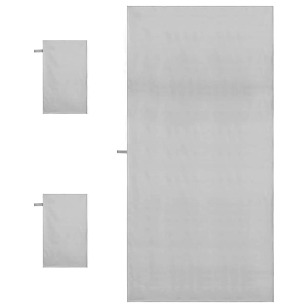 Urheilupyyhesetti 3 pcs Harmaa Polyesteri ja polyamidi