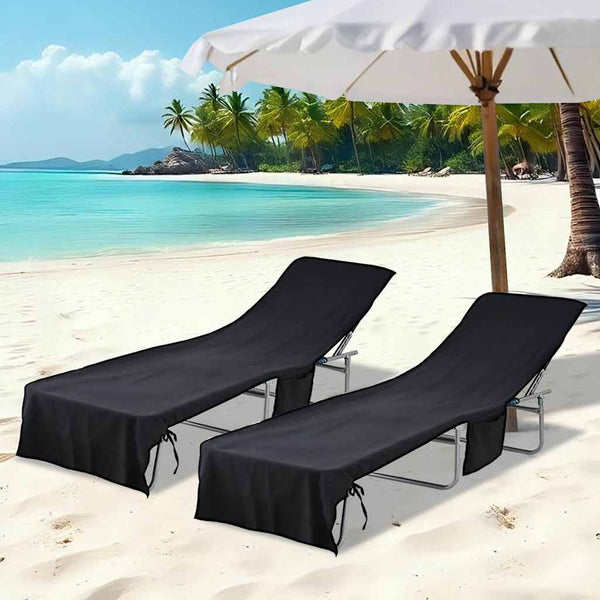 Aurinkotuoli Pyyhkeet 2 pcs Musta 210 x 75 cm