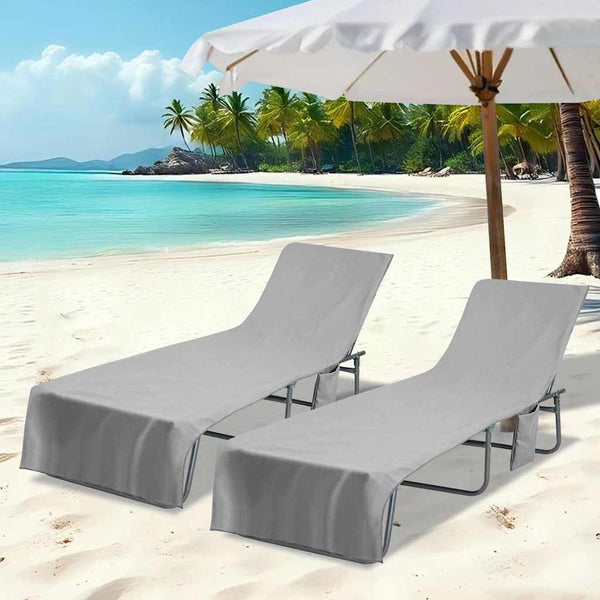 Aurinkotuoli Pyyhkeet 2 pcs Tummanharmaa 210 x 75 cm