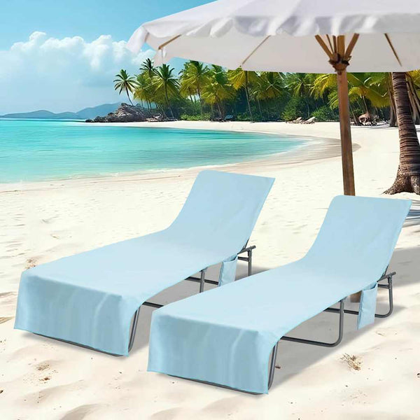 Aurinkotuoli Pyyhkeet 2 pcs Sininen 210 x 75 cm