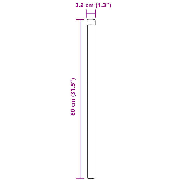 Aitalatu 2 kpl Hopea 80 cm Jauhemaalattu teräs