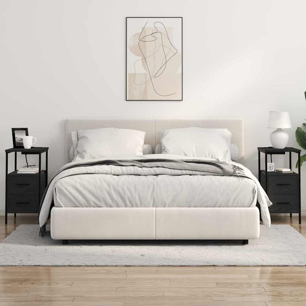 Yöpöytä 2 pcs Musta tammi 30 x 48 x 61 cm Tekninen puu