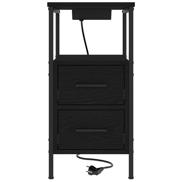 Yöpöytä 2 pcs Musta tammi 30 x 48 x 61 cm Tekninen puu