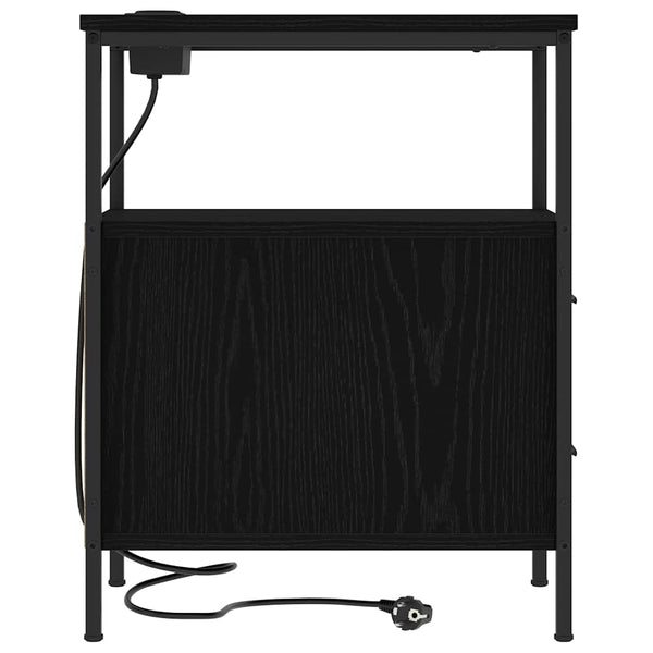 Yöpöytä 2 pcs Musta tammi 30 x 48 x 61 cm Tekninen puu