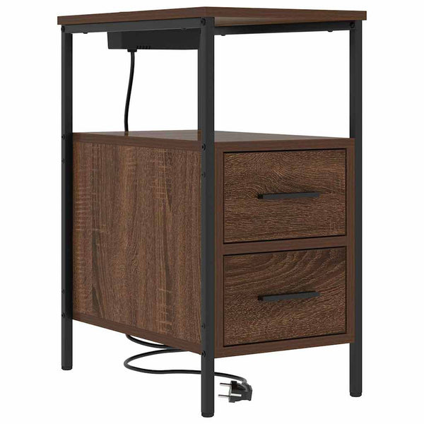 Yöpöytä 2 pcs Ruskea tammi 30 x 48 x 61 cm Tekninen puu