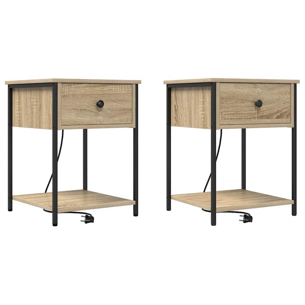 Yöpöytäkaappi 2 pcs Sonoma tammi 42 x 41 x 56 cm Tekninen puu