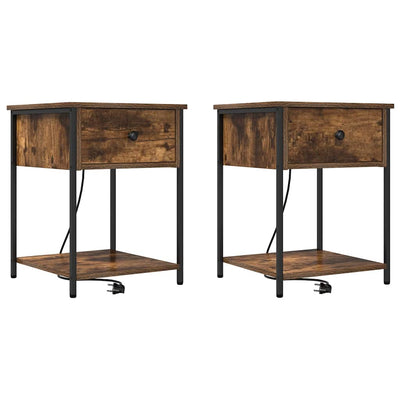 Yöpöytäkaappi 2 pcs Savutammi 42 x 41 x 56 cm Tekninen puu