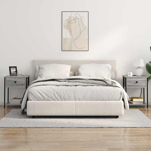 Yöpöytäkaappi 2 pcs Harmaa sonoma 42 x 41 x 56 cm Tekninen puu