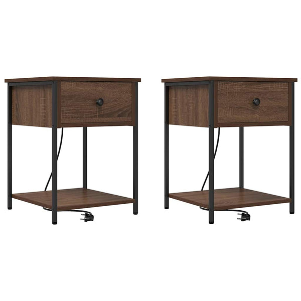 Yöpöytäkaappi 2 pcs Ruskea tammi 42 x 41 x 56 cm Tekninen puu