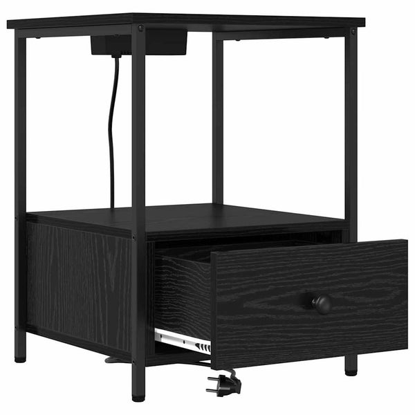 Yöpöytä, jossa on latausasema Musta tammi Tekninen puu