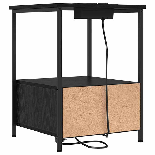 Yöpöytä, jossa on latausasema Musta tammi Tekninen puu