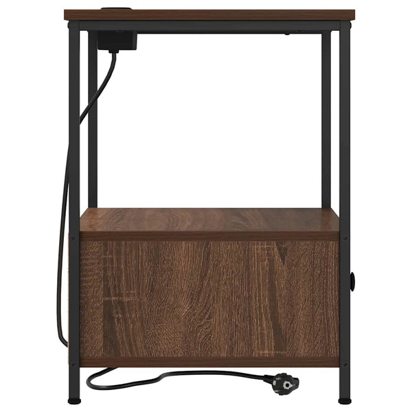 Yöpöytä, jossa on latausasema Ruskea tammi Tekninen puu