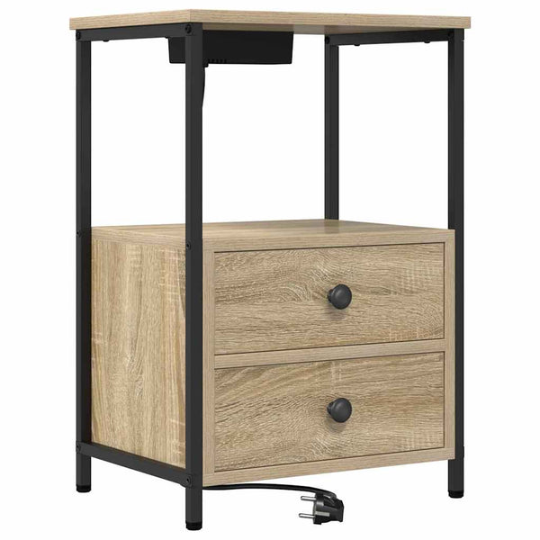 Yöpöytä, jossa on latausasema Sonoma tammi Tekninen puu