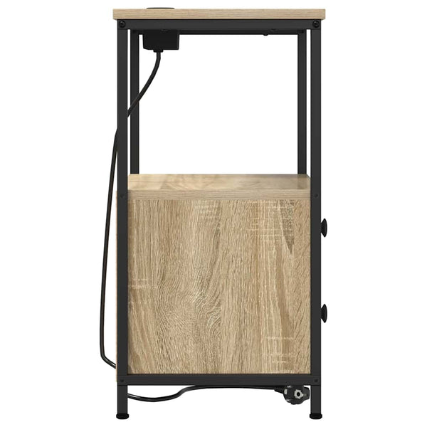 Yöpöytä, jossa on latausasema Sonoma tammi Tekninen puu