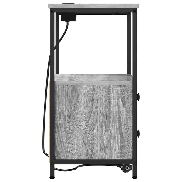 Yöpöytä, jossa on latausasema Harmaa sonoma Tekninen puu