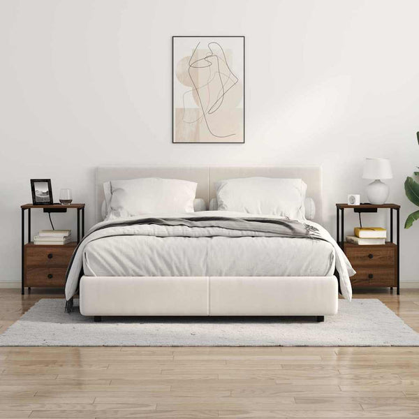 Yöpöytä, jossa on latausasema Ruskea tammi Tekninen puu