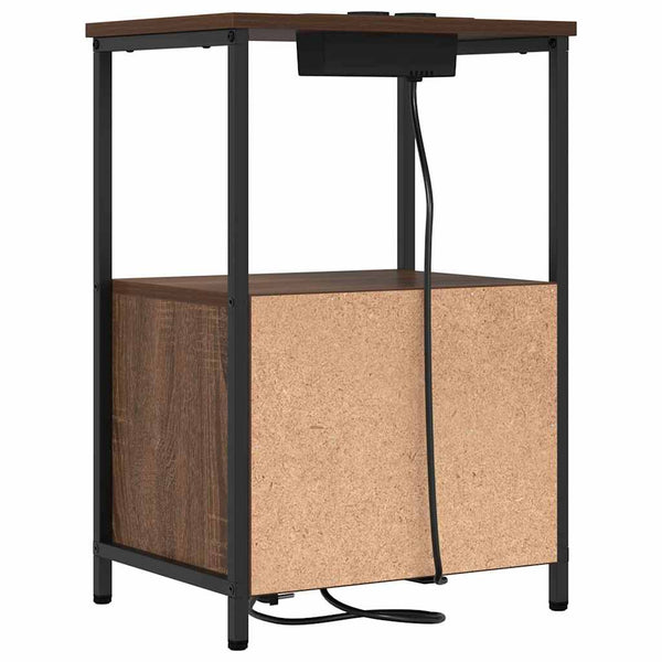 Yöpöytä, jossa on latausasema Ruskea tammi Tekninen puu