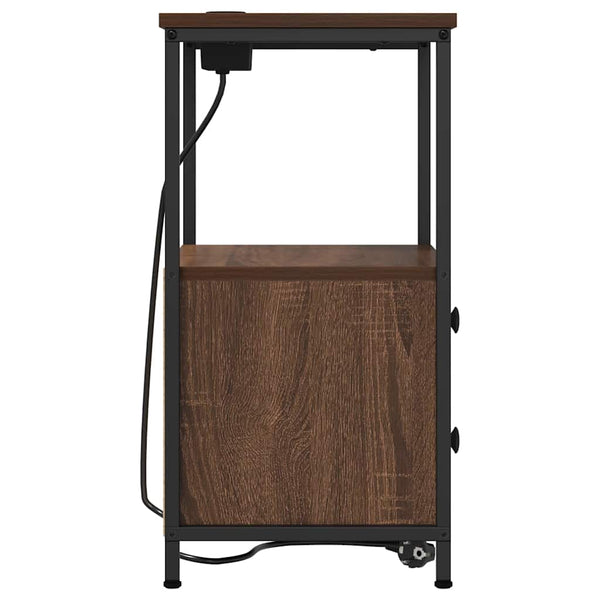 Yöpöytä, jossa on latausasema Ruskea tammi Tekninen puu