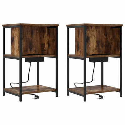 Yöpöytäkaappi 2 pcs Savutammi 38 x 31 x 61 cm Tekninen puu