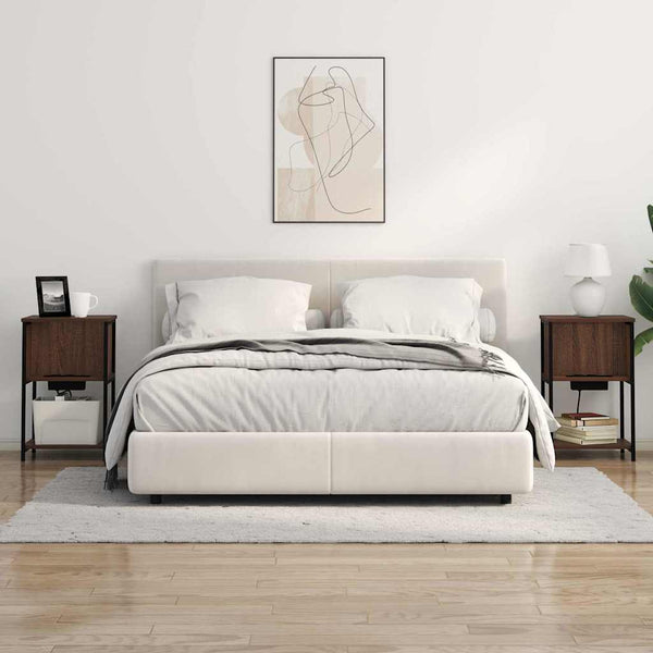 Yöpöytäkaappi 2 pcs Ruskea tammi 38 x 31 x 61 cm Tekninen puu