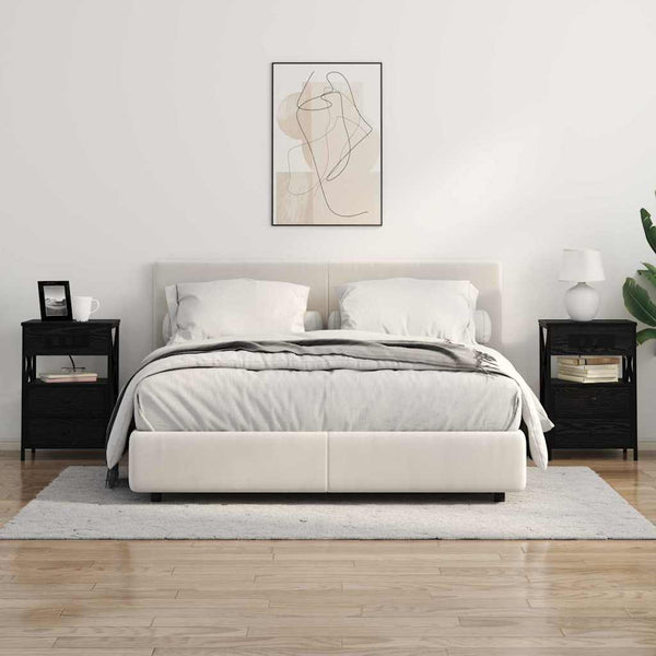 Yöpöytäkaappi 2 pcs Musta tammi 40 x 31 x 60 cm Tekninen puu