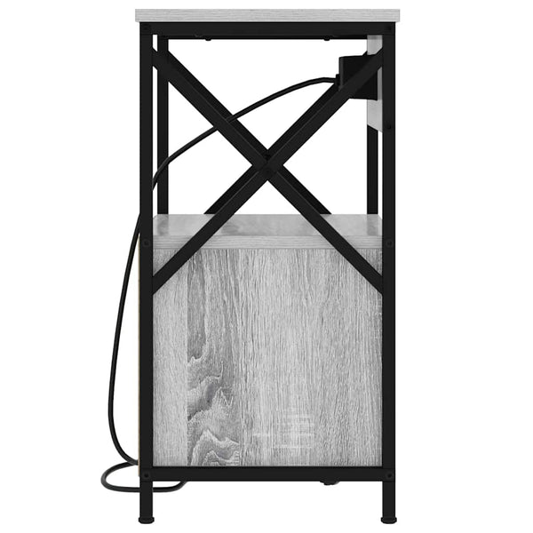 Yöpöytä, jossa on latausasema Harmaa sonoma 40 x 31 x 60 cm