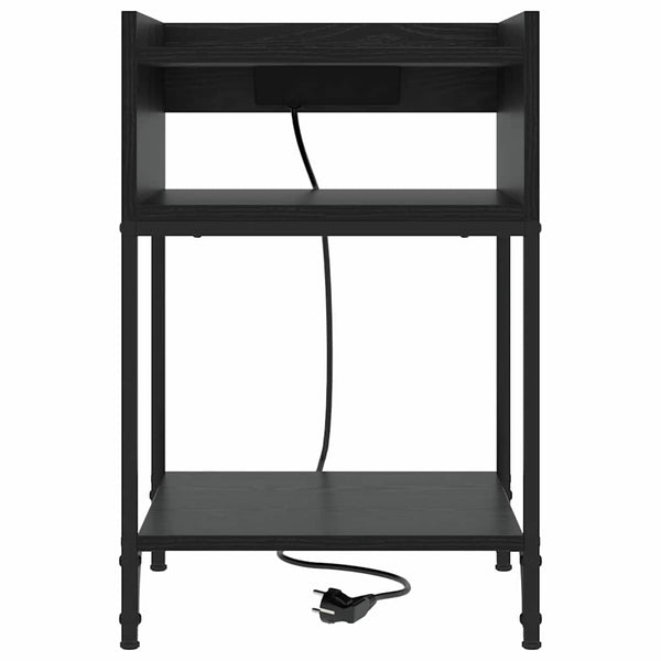 Yöpöytä hyllyllä Musta tammi 40 x 40 x 61 cm Tekninen puu