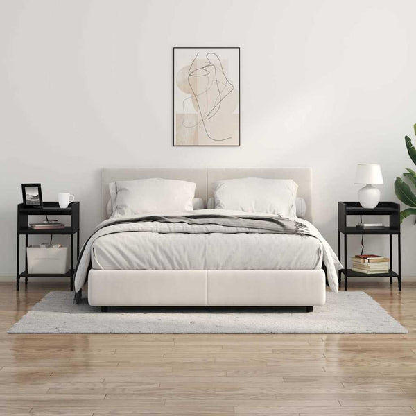 Yöpöytä hyllyllä 2 pcs Musta tammi 40 x 40 x 61 cm Tekninen puu