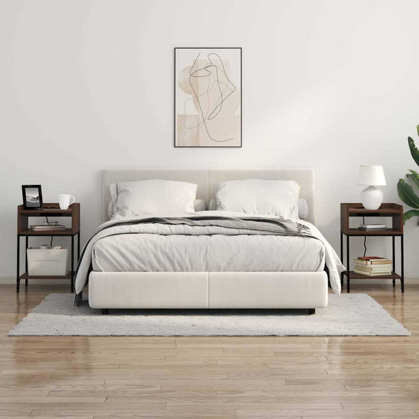 Yöpöytä 2 pcs Ruskea tammi 40 x 40 x 61 cm Tekninen puu