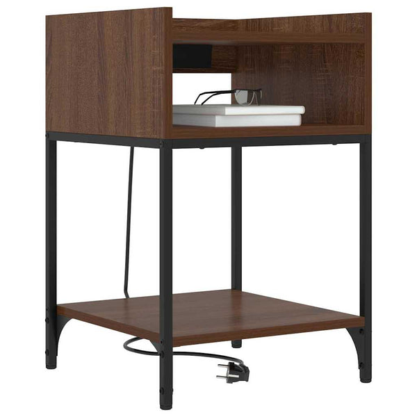 Yöpöytä 2 pcs Ruskea tammi 40 x 40 x 61 cm Tekninen puu