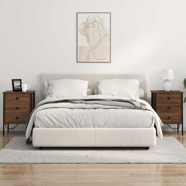 Yöpöytäkaappi 2 pcs Ruskea tammi 42 x 41 x 61 cm Tekninen puu