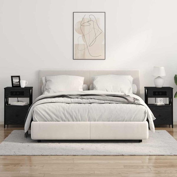 Yöpöytäkaappi Musta tammi 40 x 31 x 60 cm Tekninen puu