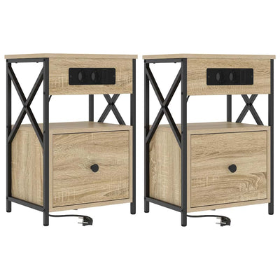 Yöpöytäkaappi 2 pcs Sonoma tammi 40 x 31 x 60 cm Tekninen puu