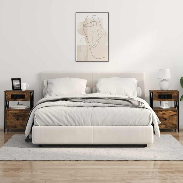 Yöpöytäkaappi 2 pcs Savutammi 40 x 31 x 60 cm Tekninen puu