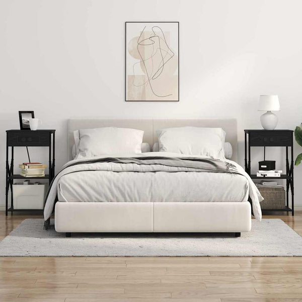 Yöpöytäkaappi hyllyllä Musta tammi 41 x 31 x 76 cm Tekninen puu