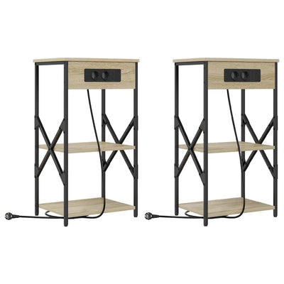 Yöpöytäkaappi 2 pcs Sonoma tammi 41 x 31 x 76 cm Tekninen puu