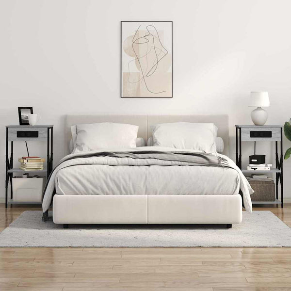 Yöpöytäkaappi 2 pcs Harmaa sonoma 41 x 31 x 76 cm Tekninen puu