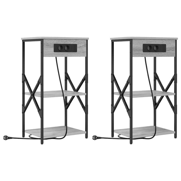 Yöpöytäkaappi 2 pcs Harmaa sonoma 41 x 31 x 76 cm Tekninen puu
