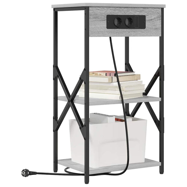 Yöpöytäkaappi 2 pcs Harmaa sonoma 41 x 31 x 76 cm Tekninen puu
