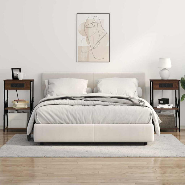 Yöpöytäkaappi 2 pcs Ruskea tammi 41 x 31 x 76 cm Tekninen puu
