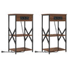 Yöpöytäkaappi 2 pcs Ruskea tammi 41 x 31 x 76 cm Tekninen puu
