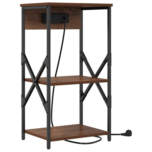 Yöpöytäkaappi 2 pcs Ruskea tammi 41 x 31 x 76 cm Tekninen puu