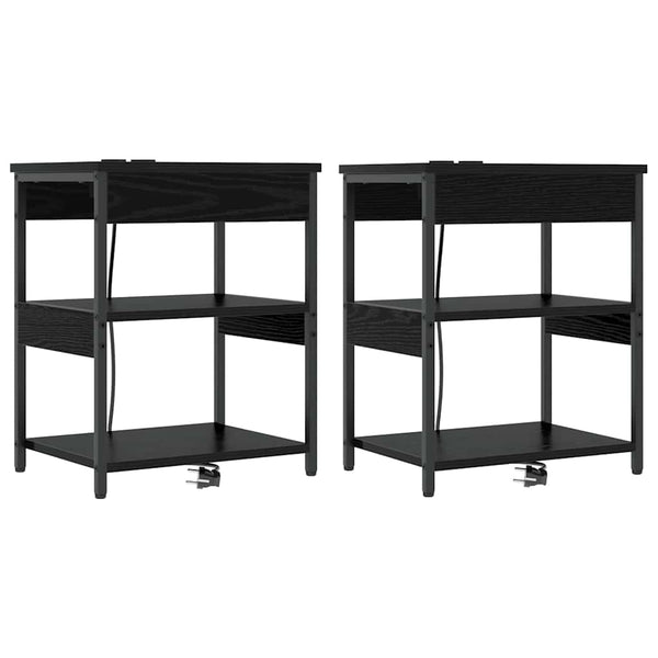Yöpöytäkaappi 2 pcs Musta tammi Tekninen puu